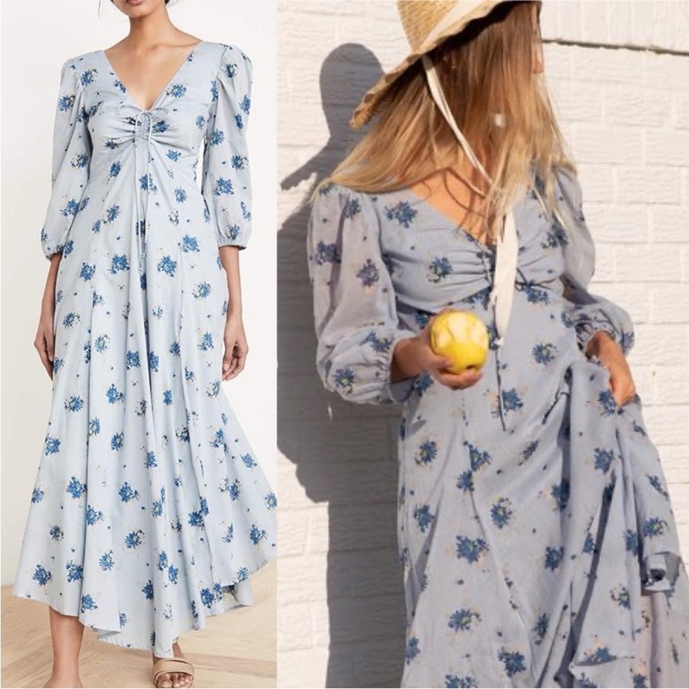 Free People Sea Glass Floral Midi Dress